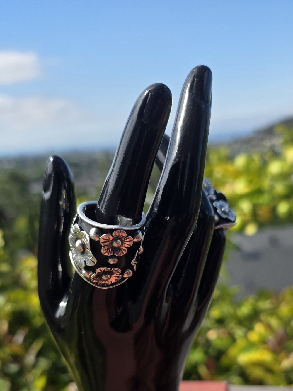 🌼Floral SilverTaxco Made Ring Adjustable Fits Size 6-8 - Picture 9 of 16